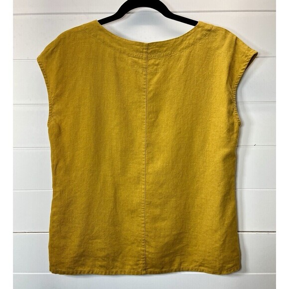 Linen Feels Spells Of Nature Womens Linen Boxy Top M Minimalist Mustard Beach - Picture 3 of 8